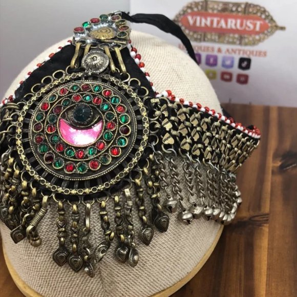 Vintage Headpiece Afghan headpiece, Hair Jewelry, Headpiece Jewelry, Tribal - Picture 4 of 7